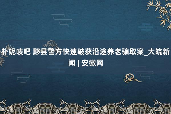 朴妮唛吧 黟县警方快速破获沿途养老骗取案_大皖新闻 | 安徽网