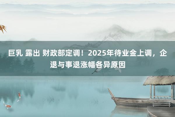 巨乳 露出 财政部定调！2025年待业金上调，企退与事退涨幅各异原因