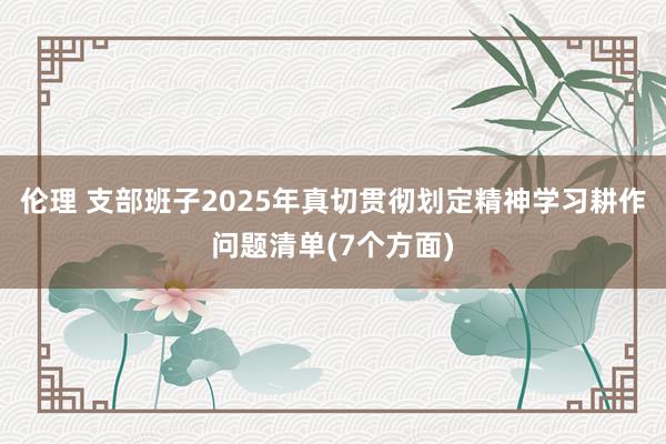 伦理 支部班子2025年真切贯彻划定精神学习耕作问题清单(7个方面)